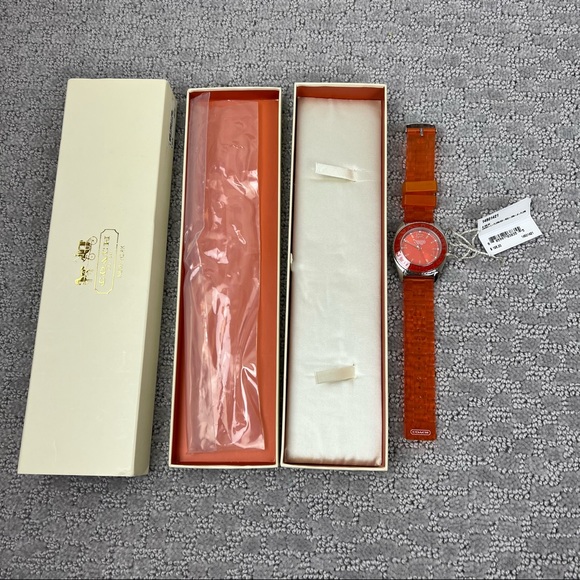 Nwot Coach Watch Orange Silicon Jelly Strap Andee Boyfriend Ladies Watch - Picture 3 of 10